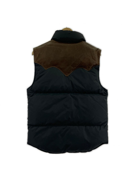 RRL レザーヨーク切替 ダウンベスト XS 黒×茶