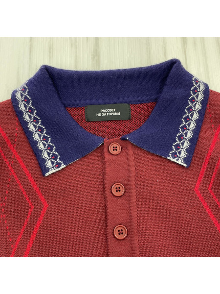 PACCBET 22AW アーガイル ニットポロプルオーバー L