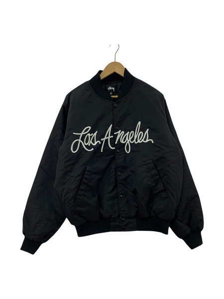 STUSSY 23SS LA Chapter Satin Varsity Jacket(M) 115691 ブラック