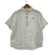 Danton 半袖シャツ ラウンドカラーリネンS/Sシャツ 白 (34)