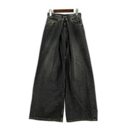 JOHN LAWRENCE SULLIVAN WOMENS WASHED DENIM WIDE PANTS