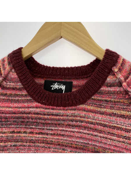 STUSSY TEXTURED KNIT CONTRAST COLLAR CREW