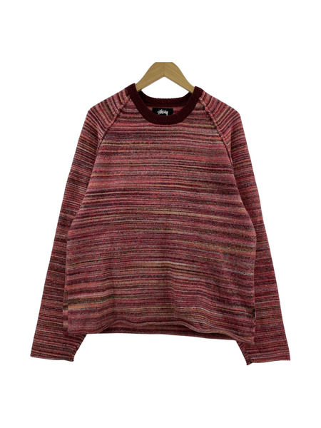 STUSSY TEXTURED KNIT CONTRAST COLLAR CREW