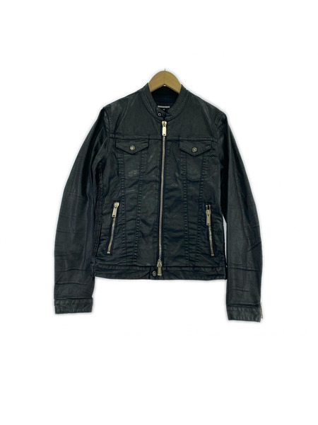 DSQUARED2 PVCコーティング ライダーストラッカージャケット 48 黒
