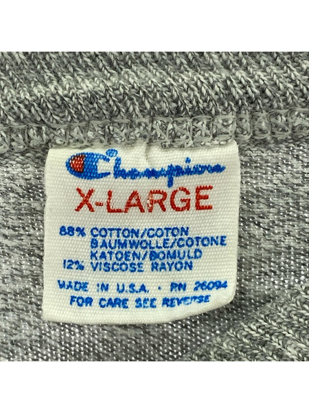 Champion 半袖Tシャツ・カットソー プリントトリコ 杢グレー XL