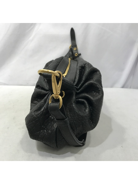 ハンドバッグ miumiu/レザーハンドバッグ/黒