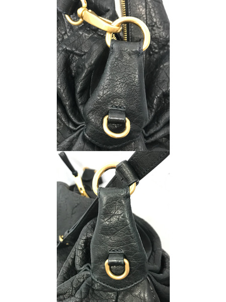 ハンドバッグ miumiu/レザーハンドバッグ/黒