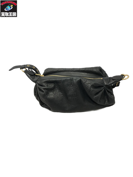 ハンドバッグ miumiu/レザーハンドバッグ/黒