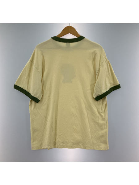 BRAIN DEAD 半袖Tシャツ・カットソー リンガーTシャツ (M) イエロー×オリーブ