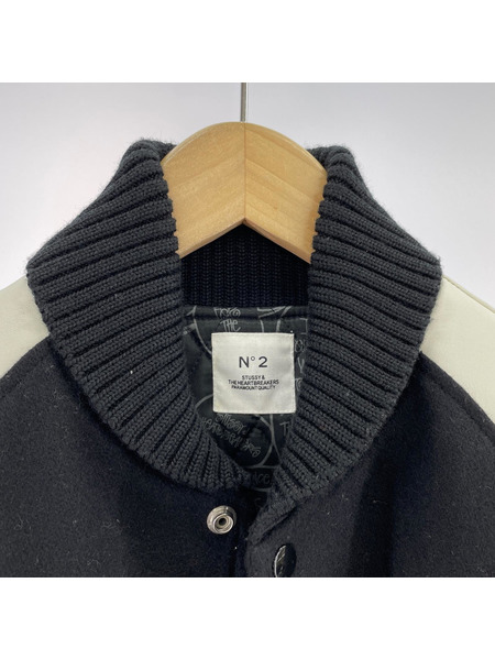 STUSSY×BEDWIN ウールスタジャン 黒×白