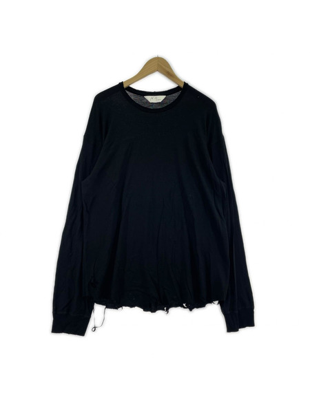 ANCELLM DAMAGE WOOL CREW LS T-SHIRT 2 ANC-CT79