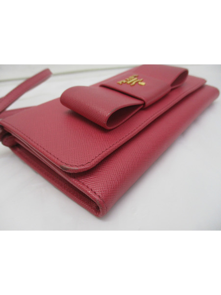PRADA リボン ショルダーウォレット ピンク[値下]