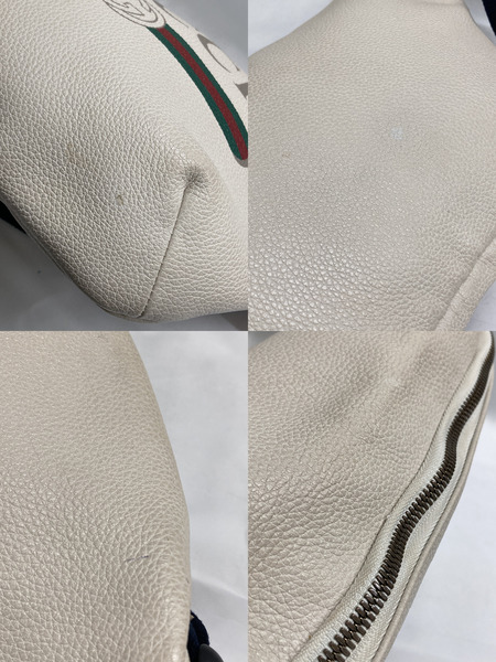 GUCCI ロゴプリントボディバック レザー ホワイト