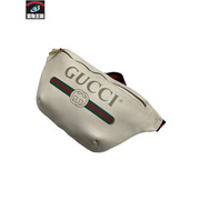 GUCCI ロゴプリントボディバック レザー ホワイト