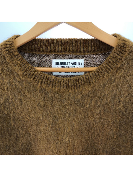 WACKO MARIA ZIGZAG MOHAIR CREW NECK SWEATER L 19FW-WMK-KN11