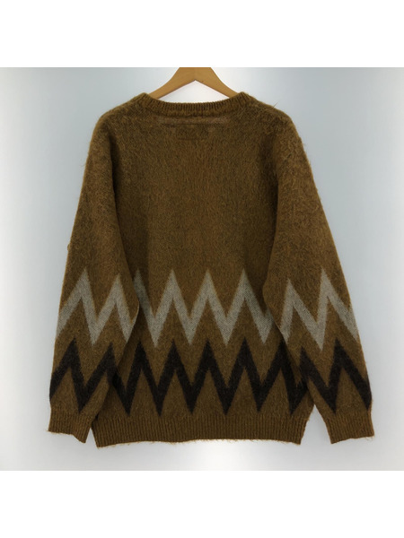 WACKO MARIA ZIGZAG MOHAIR CREW NECK SWEATER L 19FW-WMK-KN11