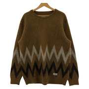 WACKO MARIA ZIGZAG MOHAIR CREW NECK SWEATER L 19FW-WMK-KN11