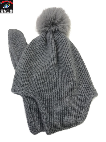 Deuxieme Classe CASHMERE PON PON BEANIE/ドゥーズィエムクラス/グレー/ポンポン帽子