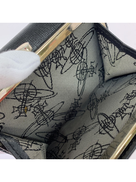 Vivienne Westwood　オーブレザー三ツ折リウォレット 黒 833931[値下]