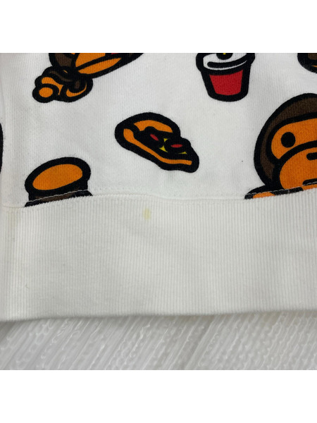 A BATHING APE BABY MILO 総柄 ジャンクフード スウェット 白 SHORT