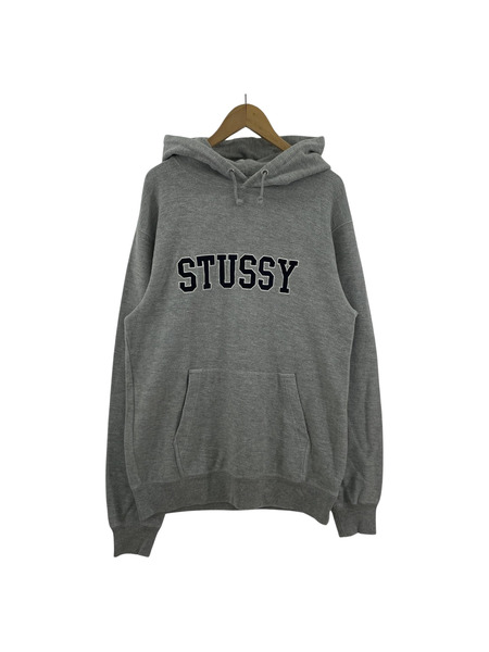 STUSSY センターロゴ プルオーバーパーカー L グレー