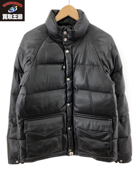 A BATHING APE LEATHER CLASSIC DOWN JACKET ラムレザークラシックダウン M