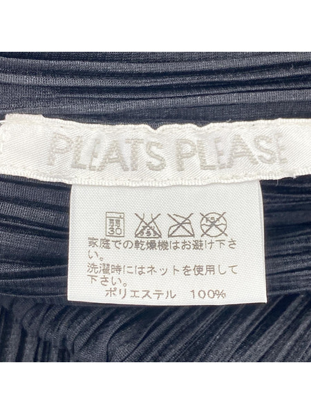 PLEATS PLEASE N/S フリンジロングシャツ ブラック (3)