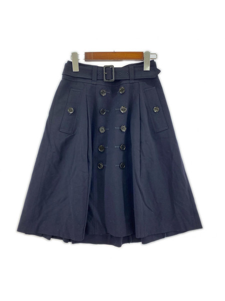 BURBERRY ヒザ丈スカート 前ボタン ネイビー