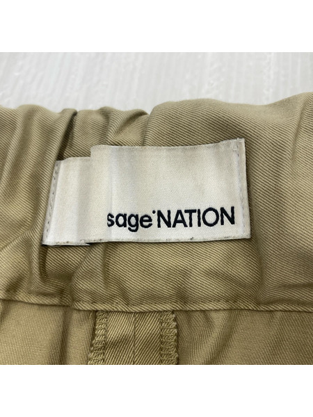 SAGE NATION BOX PLEAT TROUSER ボリュームパンツ S/M ベージュ