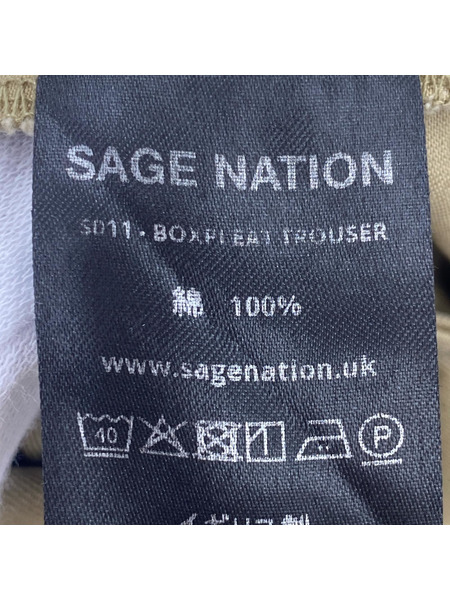 SAGE NATION BOX PLEAT TROUSER ボリュームパンツ S/M ベージュ