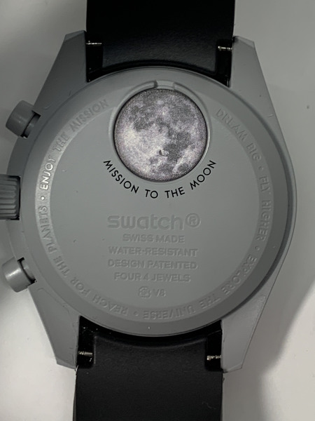 OMEGA×Swatch MISSION TO THE MOON SO33M102-111 ダメージあり ベルト交換品 ムーンスウォッチ スピードマスター オメガ スウォッチ 腕時計 ブラック文字盤[値下]