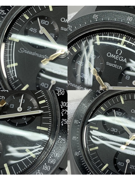 OMEGA×Swatch MISSION TO THE MOON SO33M102-111 ダメージあり ベルト交換品 ムーンスウォッチ スピードマスター オメガ スウォッチ 腕時計 ブラック文字盤[値下]