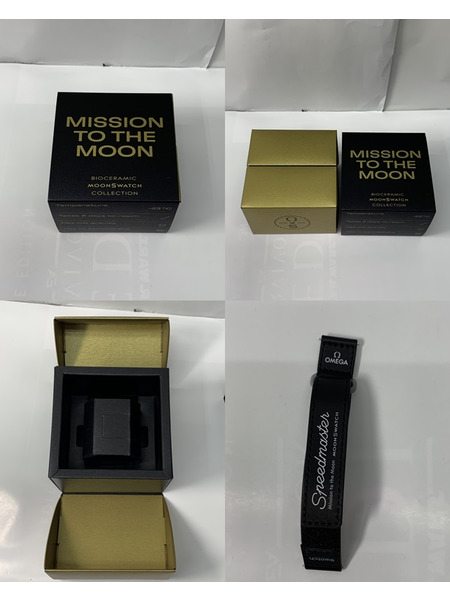 OMEGA×Swatch MISSION TO THE MOON SO33M102-111 ダメージあり ベルト交換品 ムーンスウォッチ スピードマスター オメガ スウォッチ 腕時計 ブラック文字盤[値下]