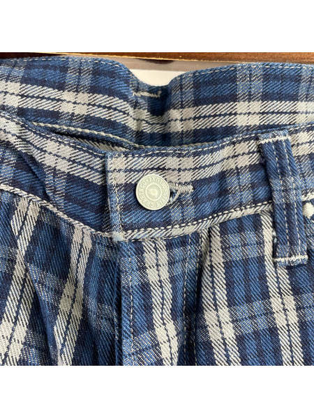 YAMANE Lot.7550 チェックショーツ W36 ネイビー