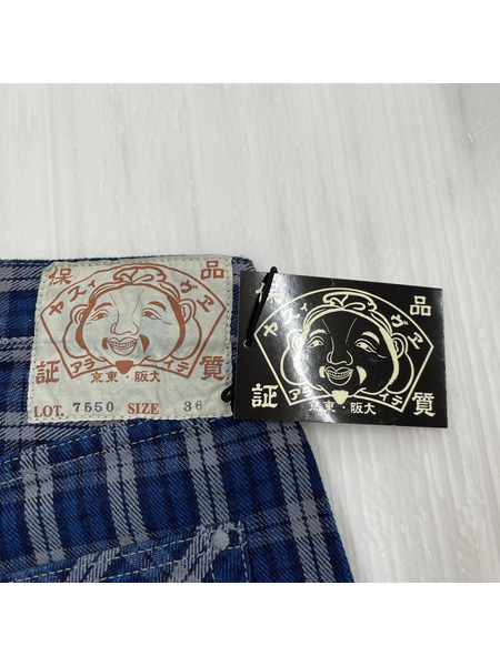 YAMANE Lot.7550 チェックショーツ W36 ネイビー