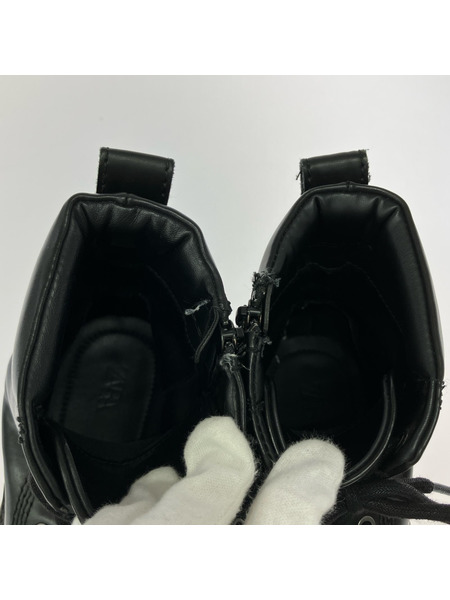 ZARA ブーツ トラックソールレースアップブーツ BLK 26.0cm