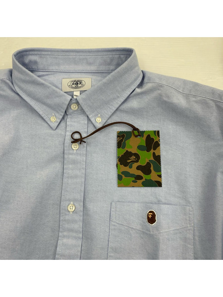 A BATHING APE 25AW 胸サルワッペン オックスフォードシャツ 2XL 水色