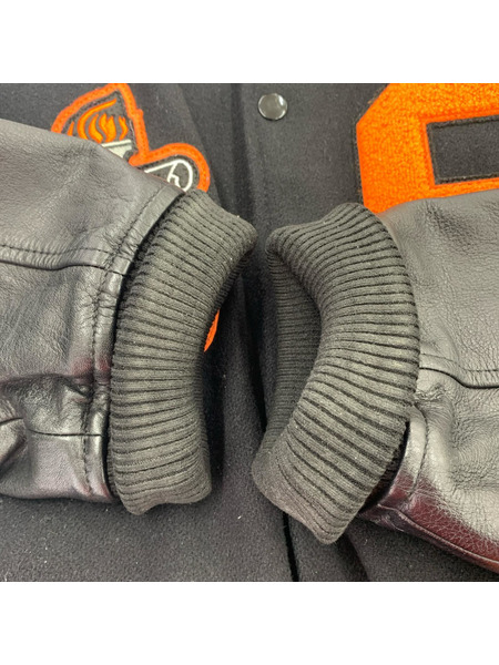 Supreme 19AW Team Varsity Jacket 袖レザースタジャン XL ブラック×オレンジ