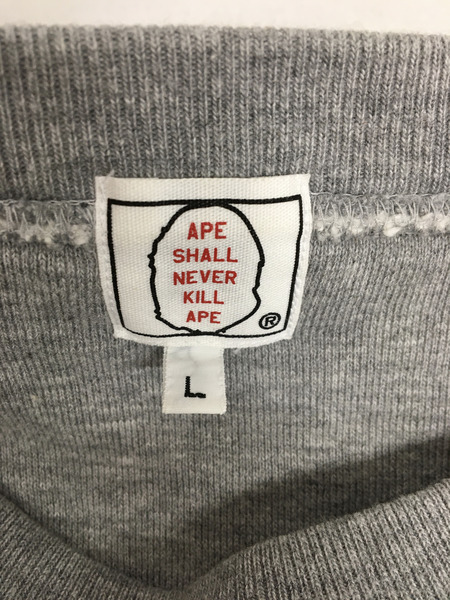 A BATHING APE ロゴプリント フロントポケット スウェット 灰 L