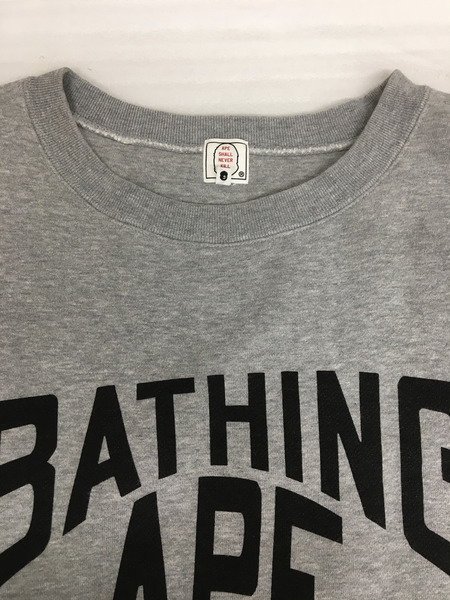 A BATHING APE ロゴプリント フロントポケット スウェット 灰 L