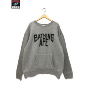 A BATHING APE ロゴプリント フロントポケット スウェット 灰 L