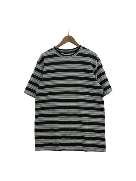 DRESS ボーダーTシャツ (L) 黒グレー水色