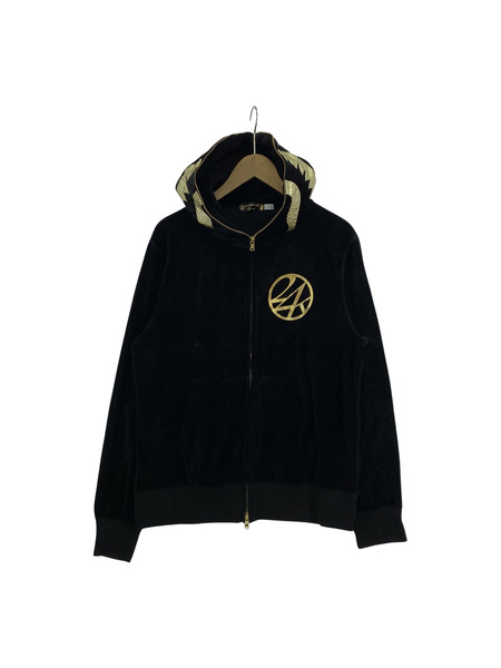 A BATHING APE 24karats シャーク ジップパーカー ベロア 黒 L