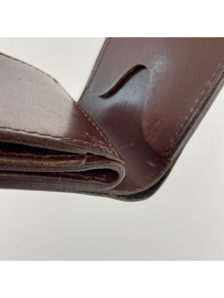 ALZUNI コンパクトウォレット 2ツ折リ カービング レザー 茶