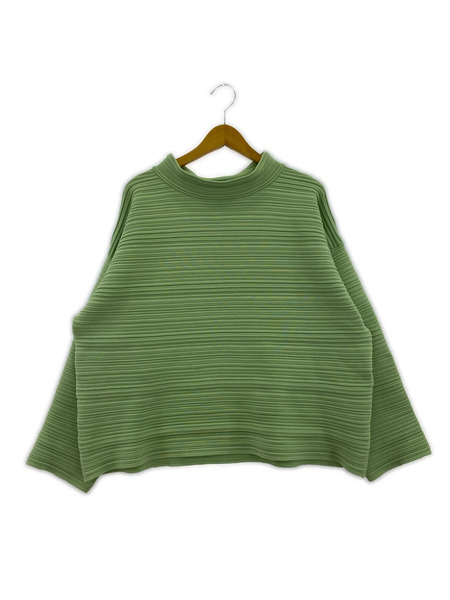 PLEATS PLEASE 長袖Tシャツ・カットソー プリーツニットハイネックプルオーバー グリーン