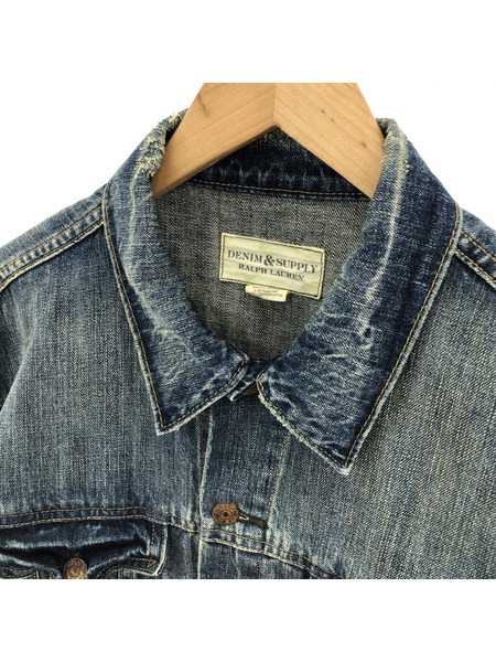 DENIM＆SUPPLY ラルフローレン ユーズド＆ダメージ加工 デニムジャケット(L)