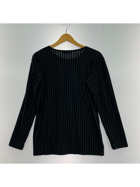 ISSEY MIYAKE ストライプベロアカットソー 黒