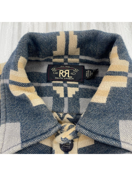 RRL BLACK BEAR OVER SHIRT ジャガードシャツジャケット XS ブルー