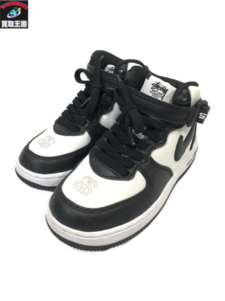 NIKE×STUSSY Air Force 1 Mid Light Bone Black 17cm　黒　DN4158-002