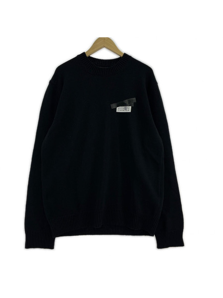 MM6 25ss テープラベル ウールブレンドニット XL ブラック SH2HL0030